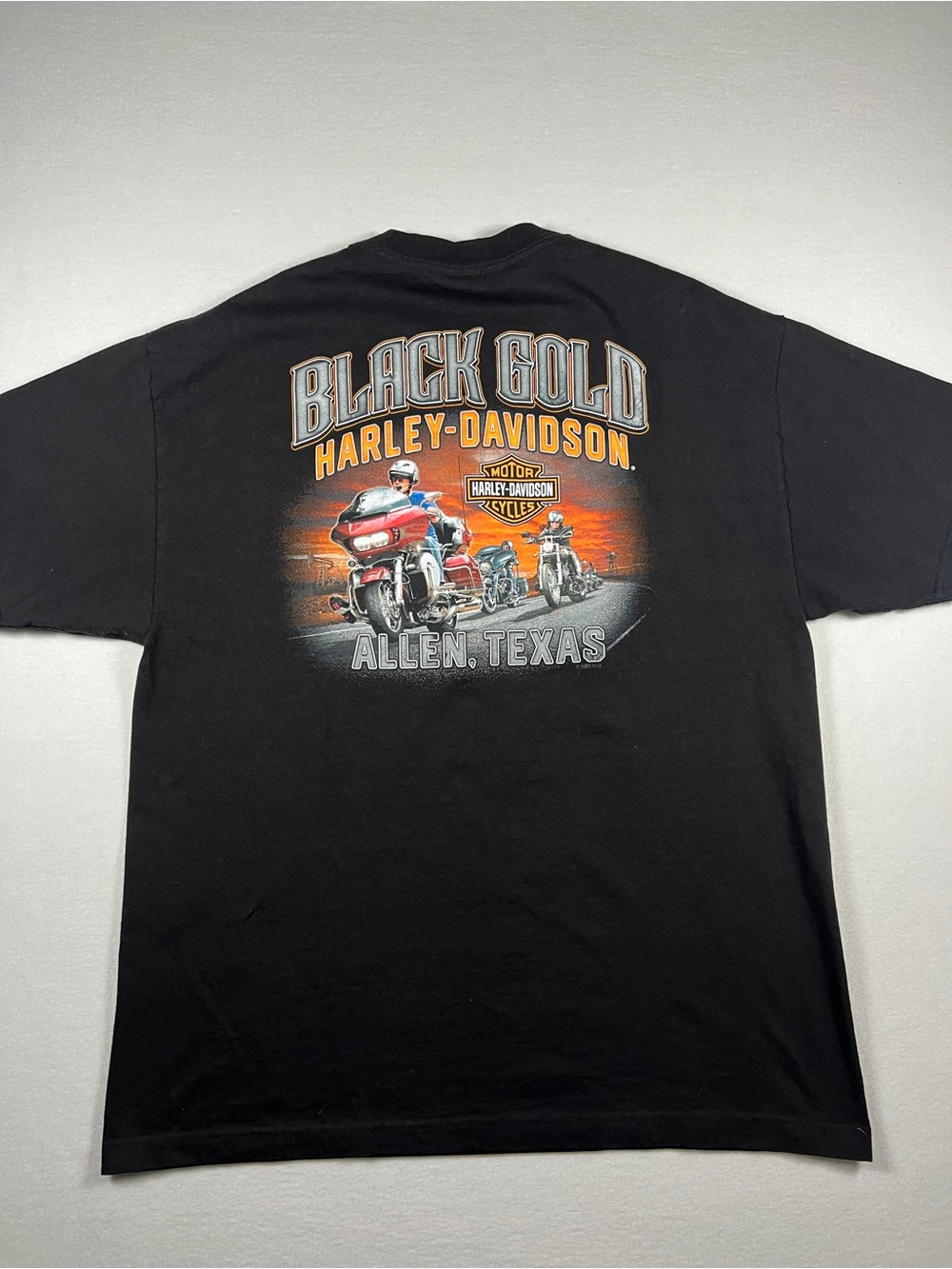 Harley Davidson Motor Cycles Black Gold Black Mens Short Sleeve Shirt Size XL - Picture 2 of 9